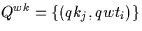 \( Q^{wk}=\{ (qk_{j},qwt_{i}) \}\)