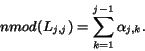 \begin{displaymath}nmod(L_{j,j}) = \sum_{k=1}^{j-1} \alpha_{j,k}.\end{displaymath}